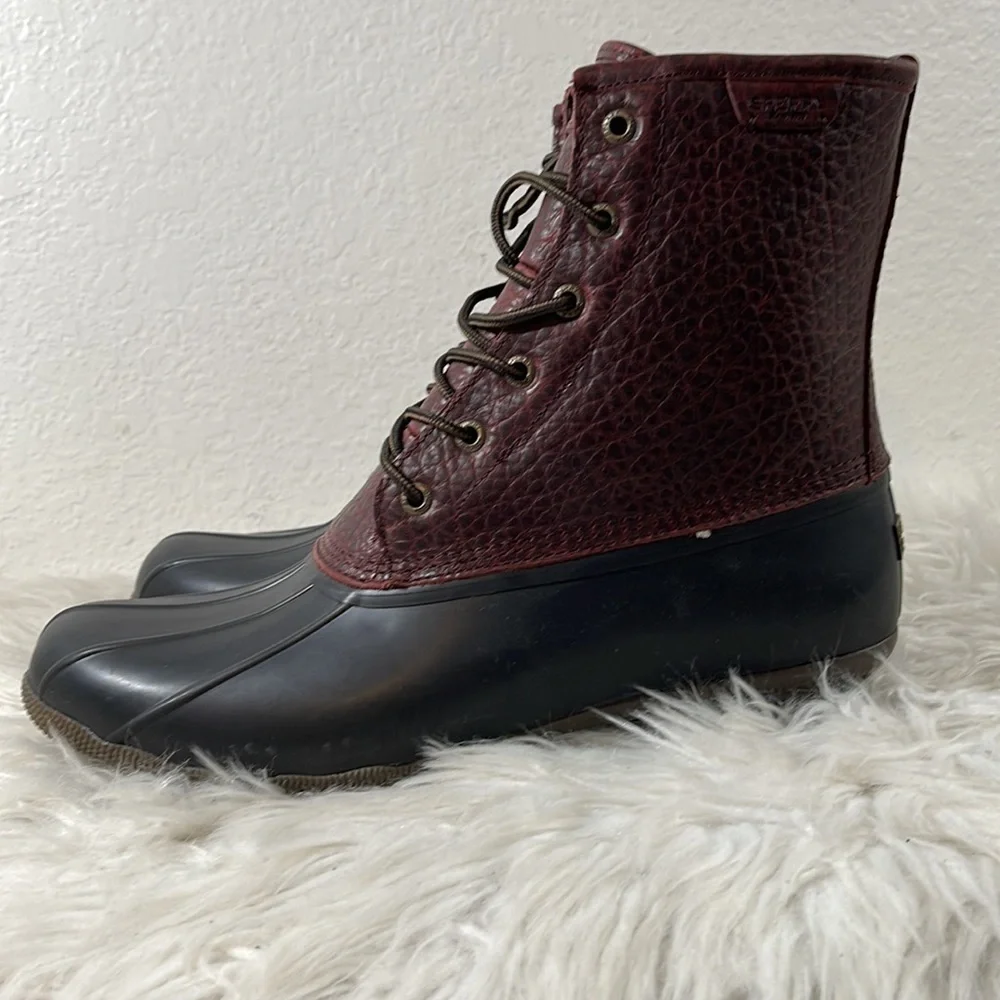 SPERRY MEN'S SALTWATER DUCK BOOT - BLACK/AMARETTO SIZE 13 NEW - Picture 9 of 15